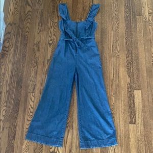 Free People Denim Ruffle Romper
